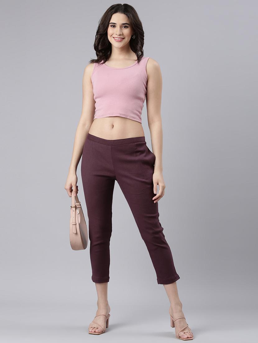 women mid rise solid cigarette pant - 21728298 - Standard Image - 4