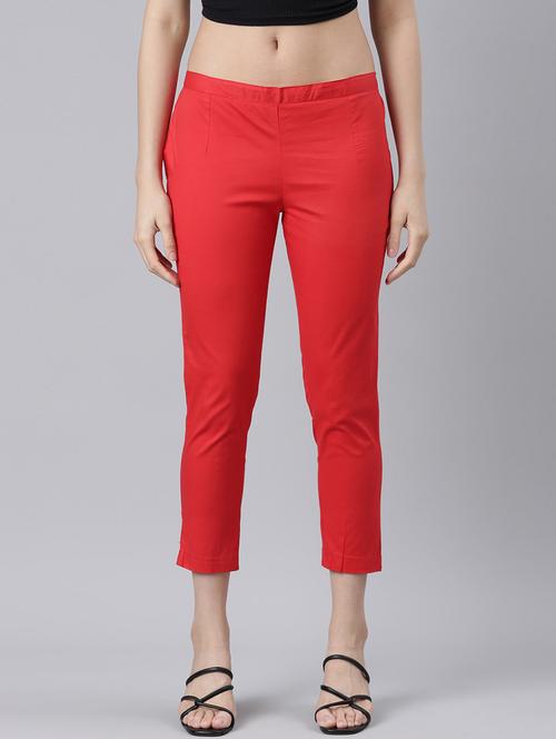 women mid rise solid cigarette pant - 21728299 - Standard Image - 0