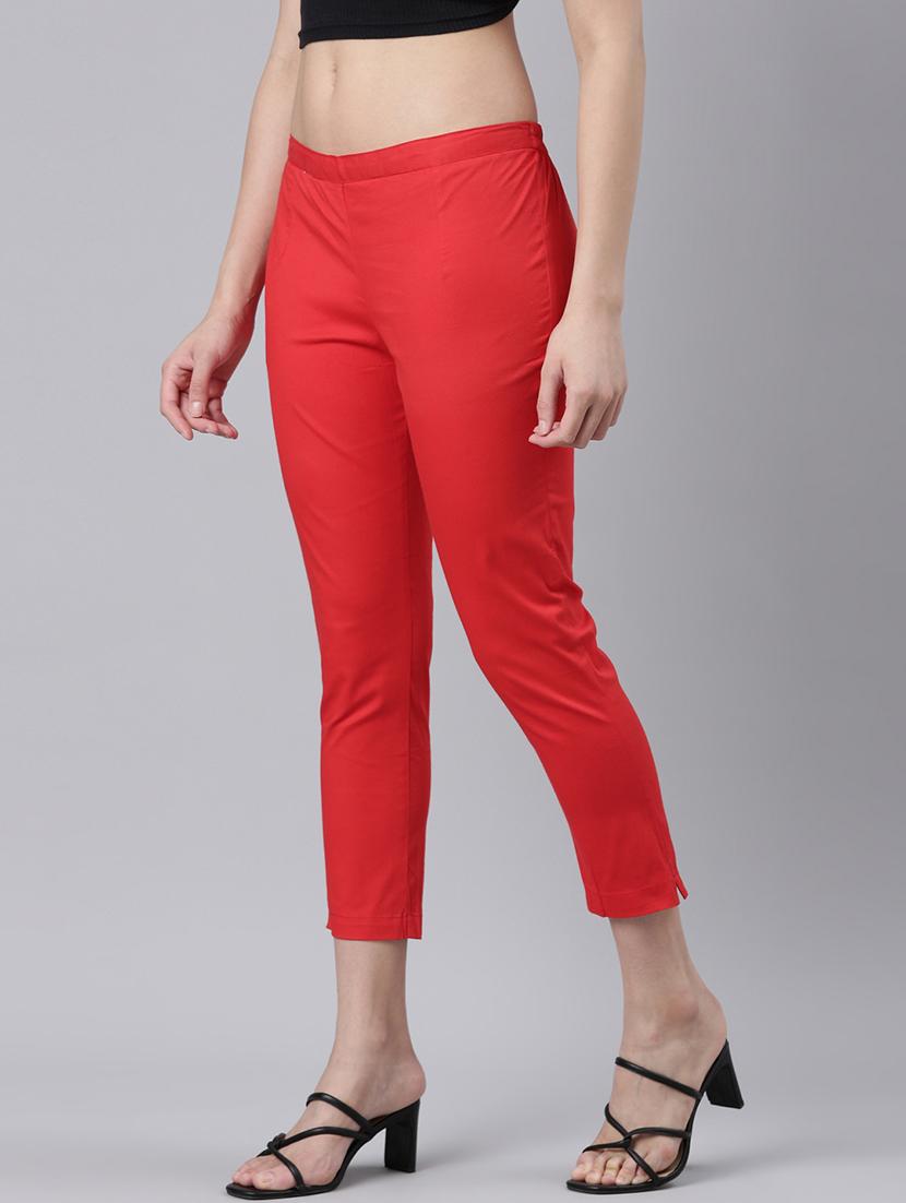 women mid rise solid cigarette pant - 21728299 - Standard Image - 1
