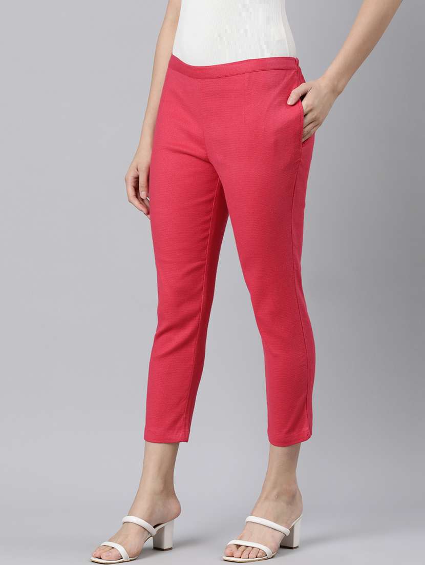 women mid rise solid cigarette pant - 21728302 -  Standard Image - 1
