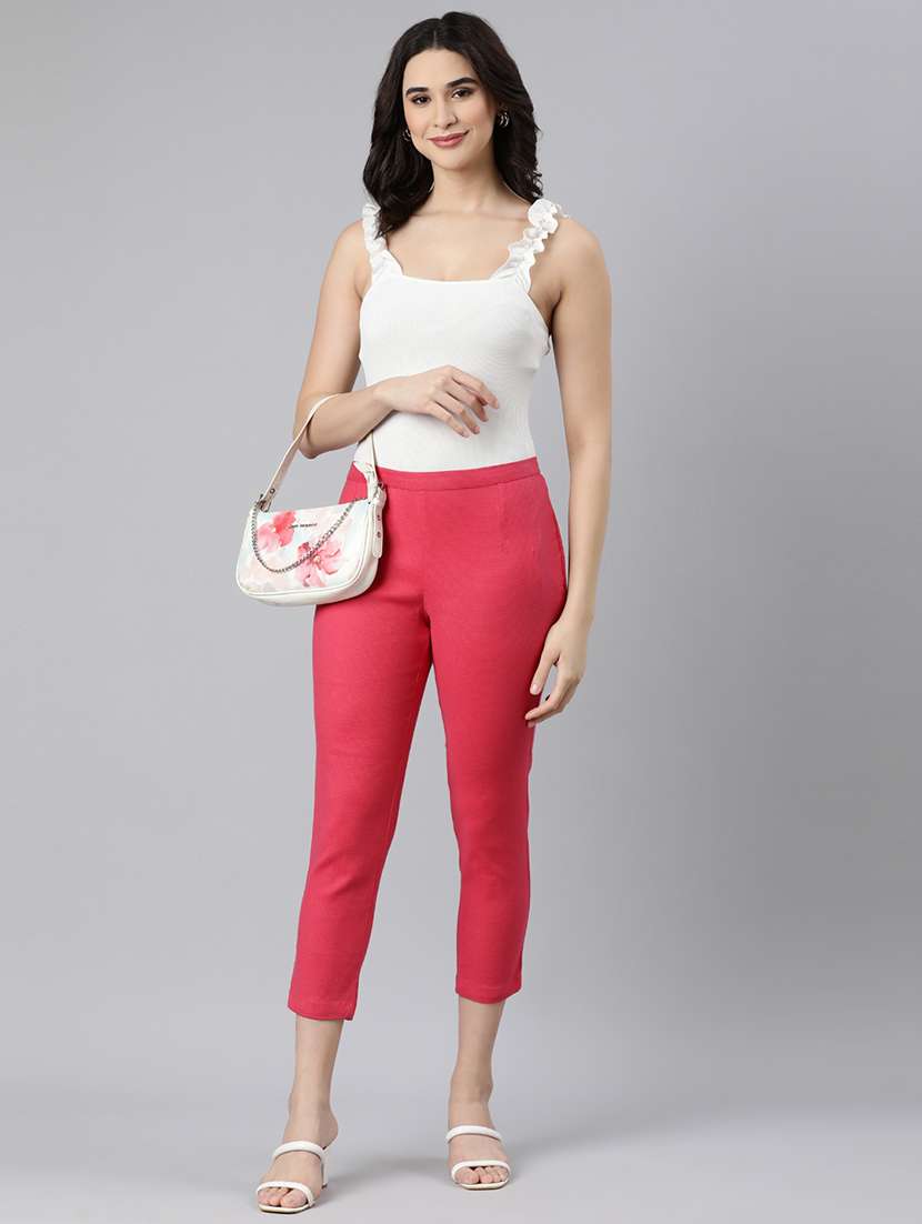 women mid rise solid cigarette pant - 21728302 -  Standard Image - 4