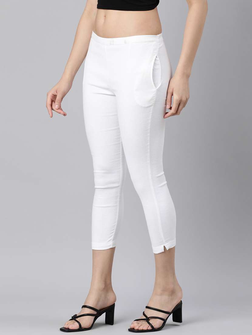 women mid rise solid cigarette pant - 21728303 -  Standard Image - 1