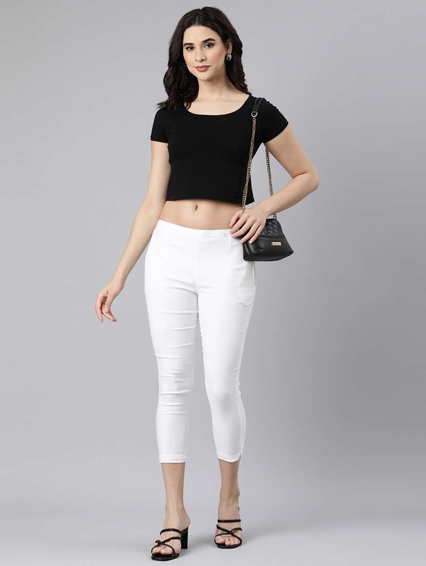 women mid rise solid cigarette pant - 21728303 -  Standard Image - 4