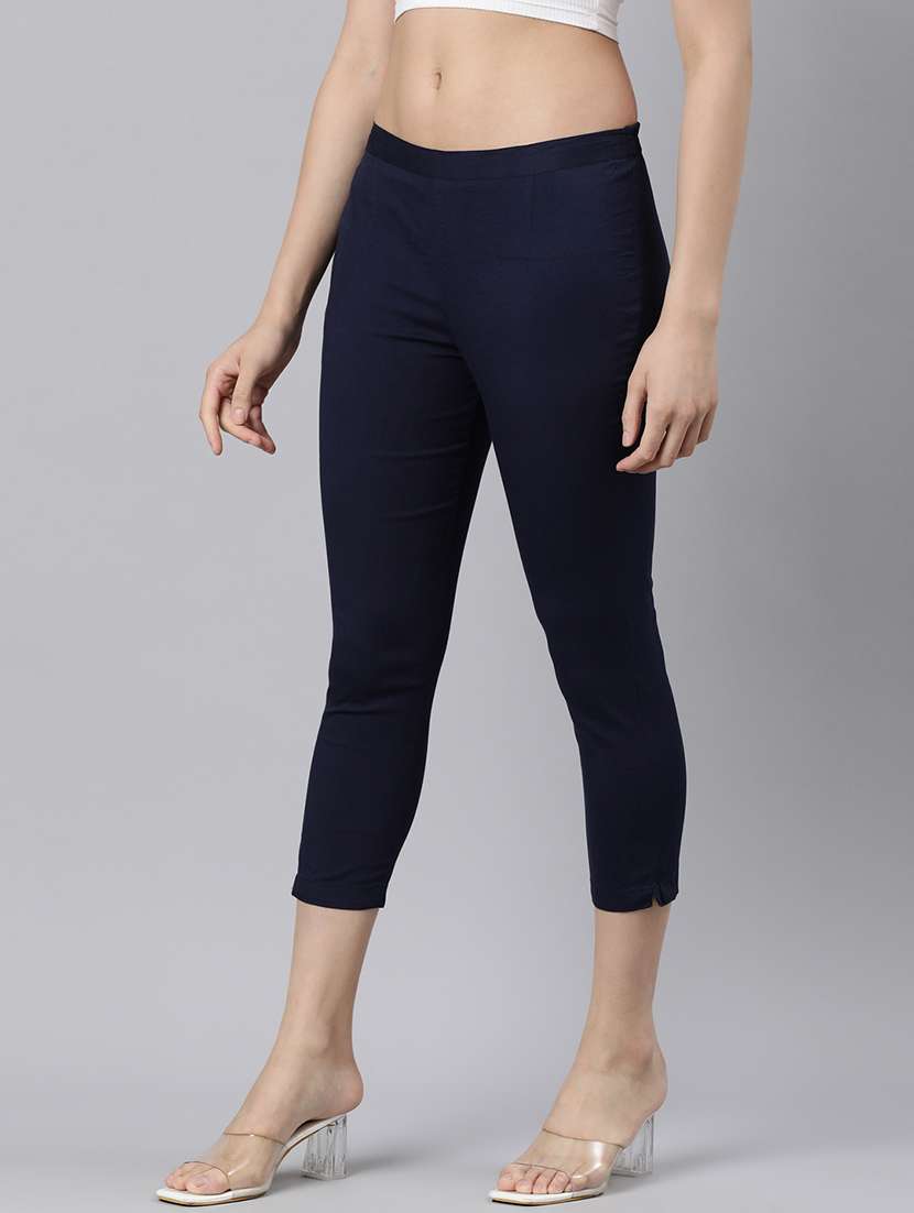 women mid rise solid cigarette pant - 21728304 -  Standard Image - 1