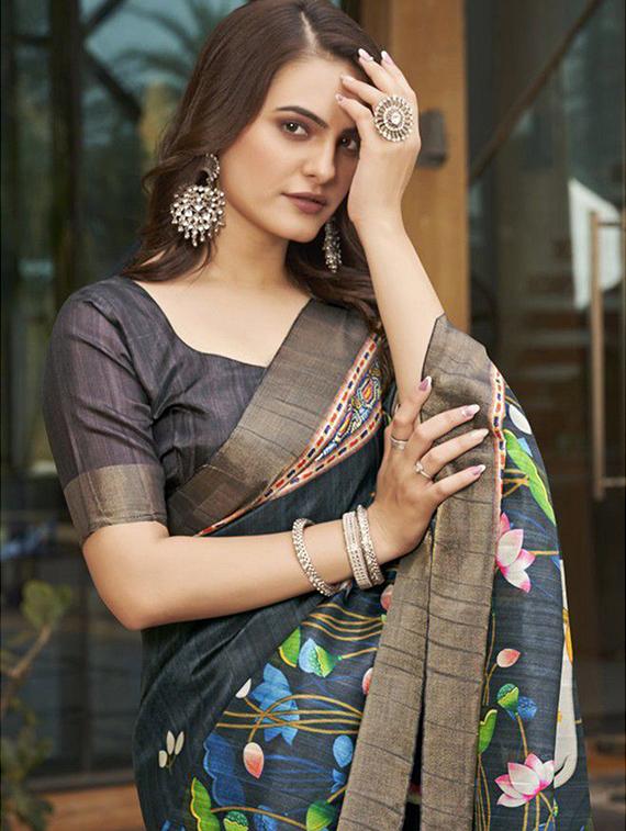 women printed casual wear saree with blouse - 21728312 - Standard Image - 1