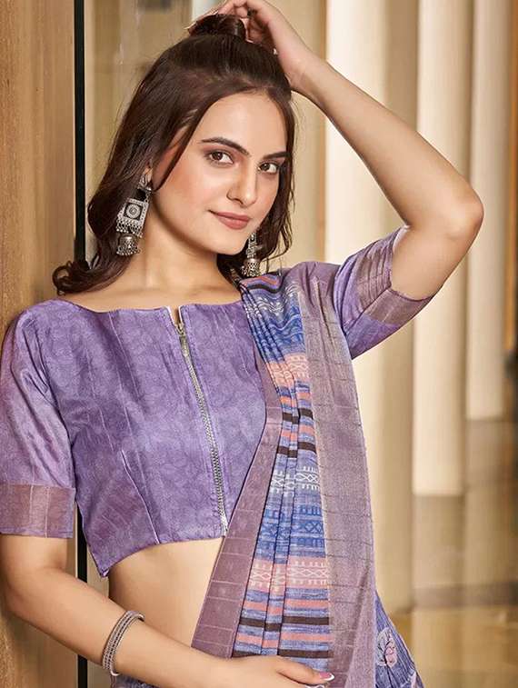 women printed casual wear saree with blouse - 21728316 -  Standard Image - 1