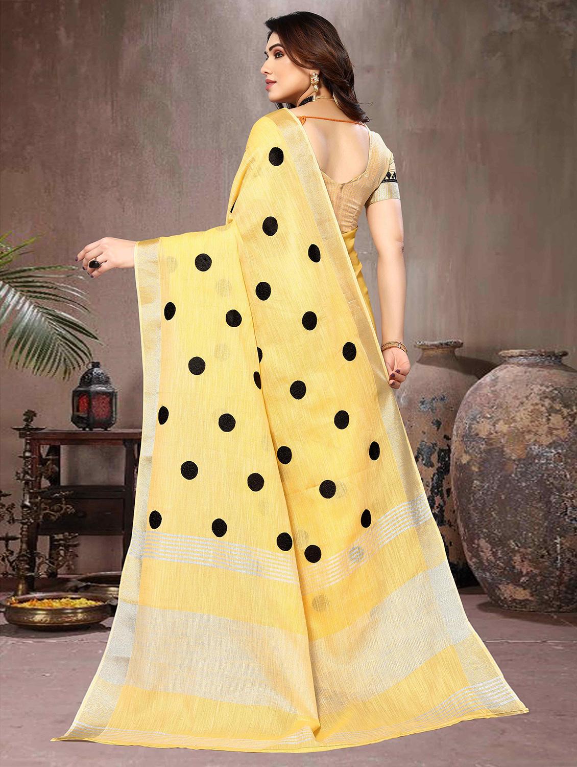 women polka dots bordered saree with blouse - 21728329 - Standard Image - 1
