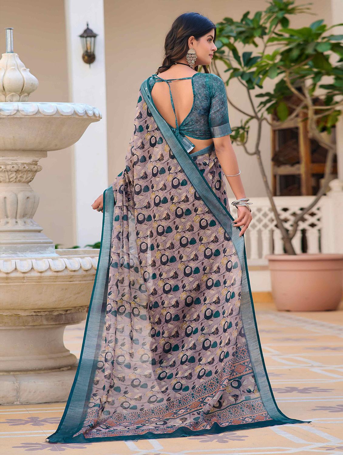 women printed casual wear saree with blouse - 21728347 - Standard Image - 1