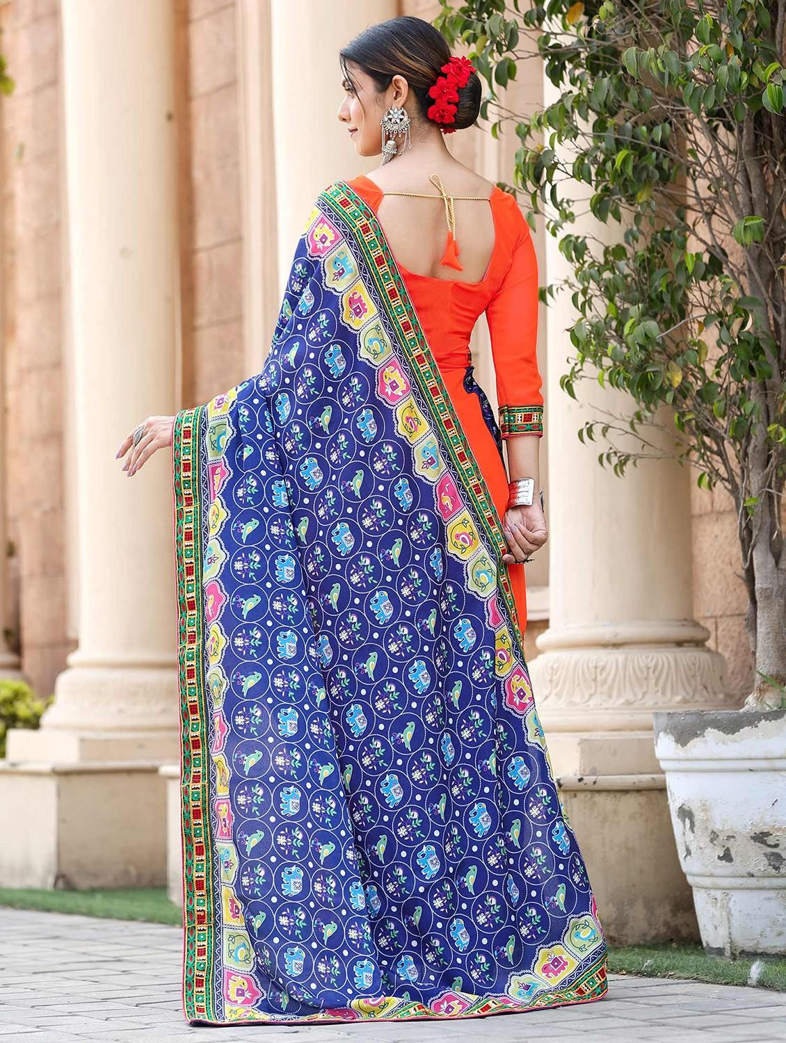 women printed half and half saree with blouse - 21728371 -  Standard Image - 1