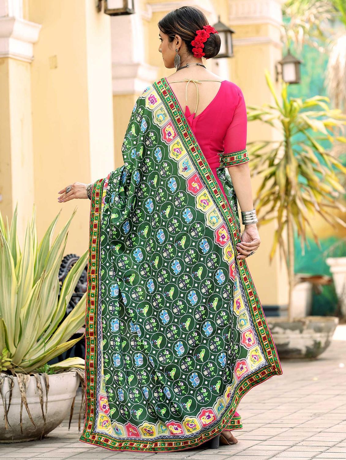 women printed half and half saree with blouse - 21728372 - Standard Image - 1