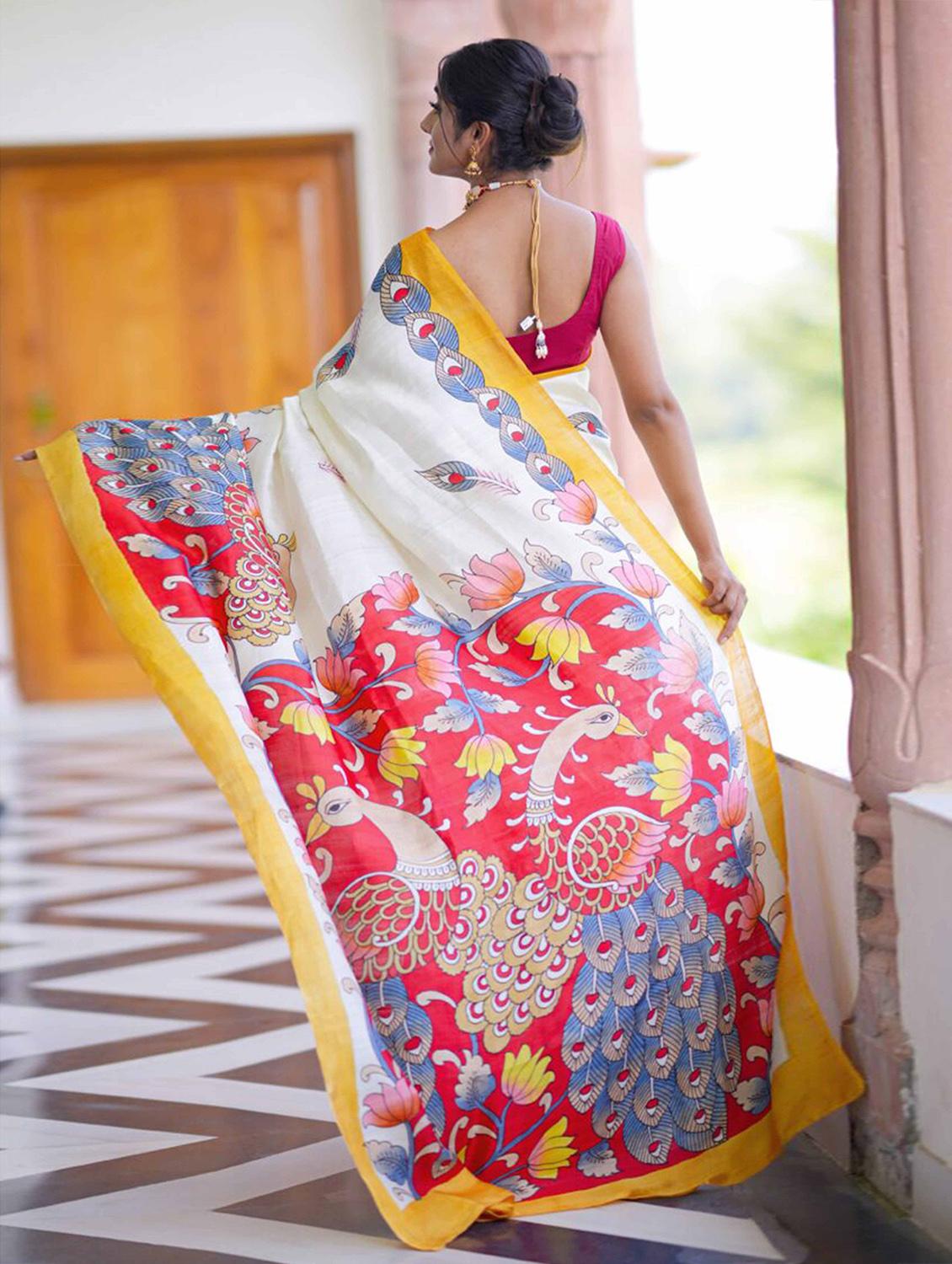 women printed casual wear saree with blouse - 21728377 -  Standard Image - 1