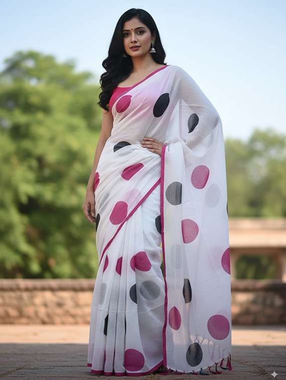 women printed casual wear saree with blouse