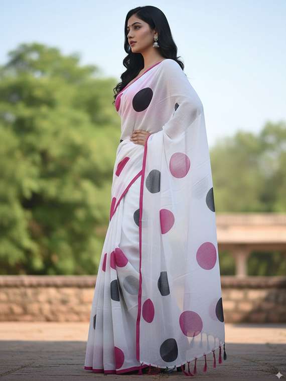 women printed casual wear saree with blouse - 21728380 -  Standard Image - 1