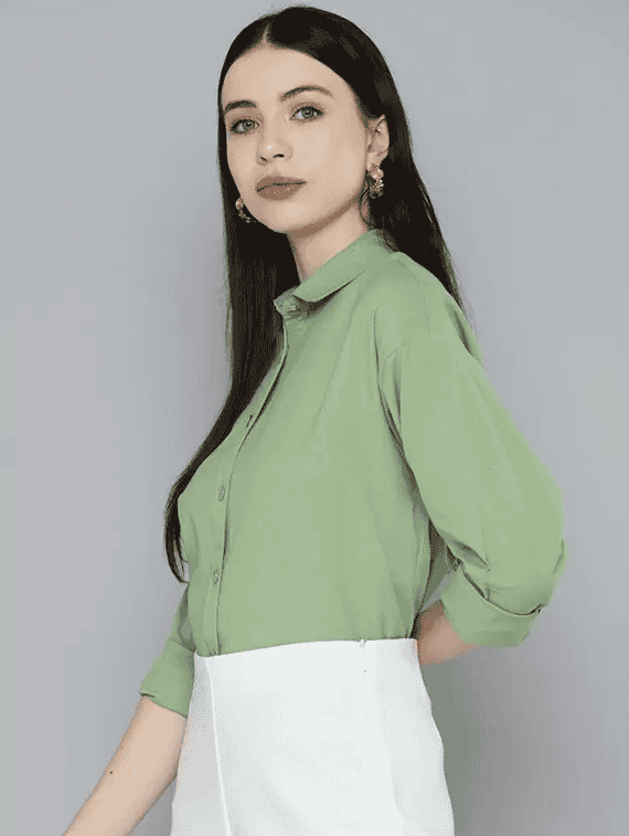 women solid long sleeve shirt
