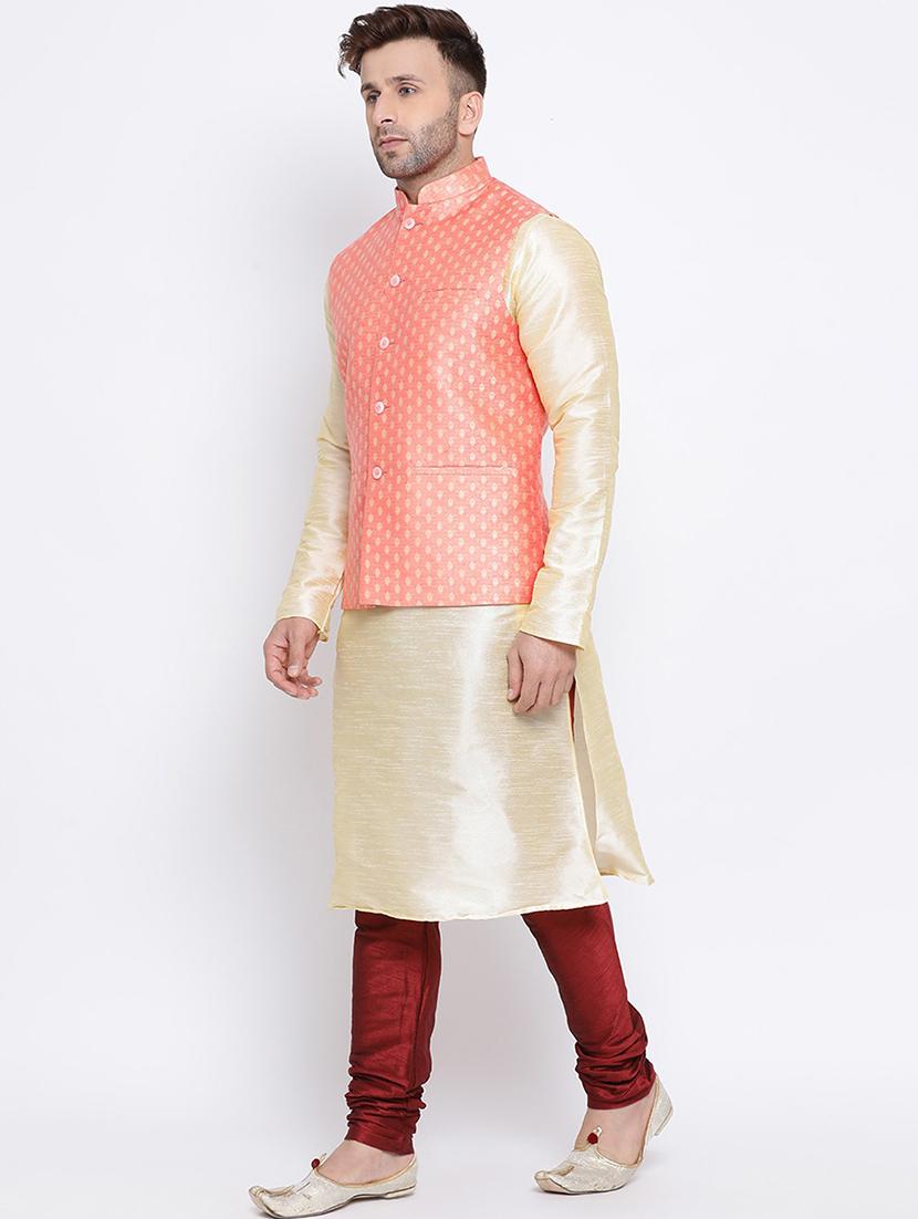 men self design kurta churidar with jacket - 21728473 -  Standard Image - 1