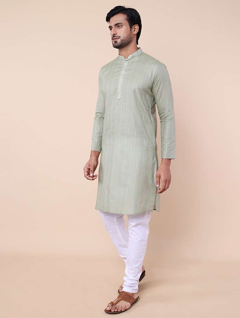 men mandarin neck striped kurta pyjama set - 21728491 - Standard Image - 1