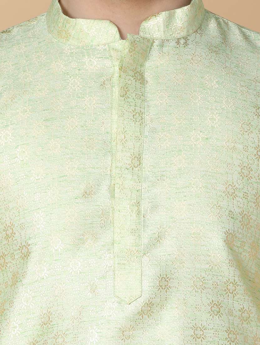 men mandarin neck self design kurta churidar set - 21728540 -  Standard Image - 4
