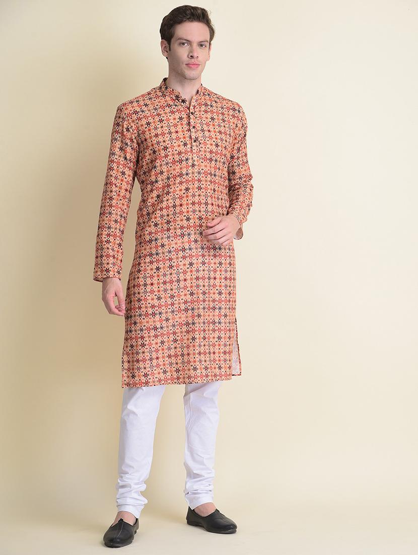 men long sleeve kurta churidar ethnic wear set - 21728600 - Zoom Image - 0