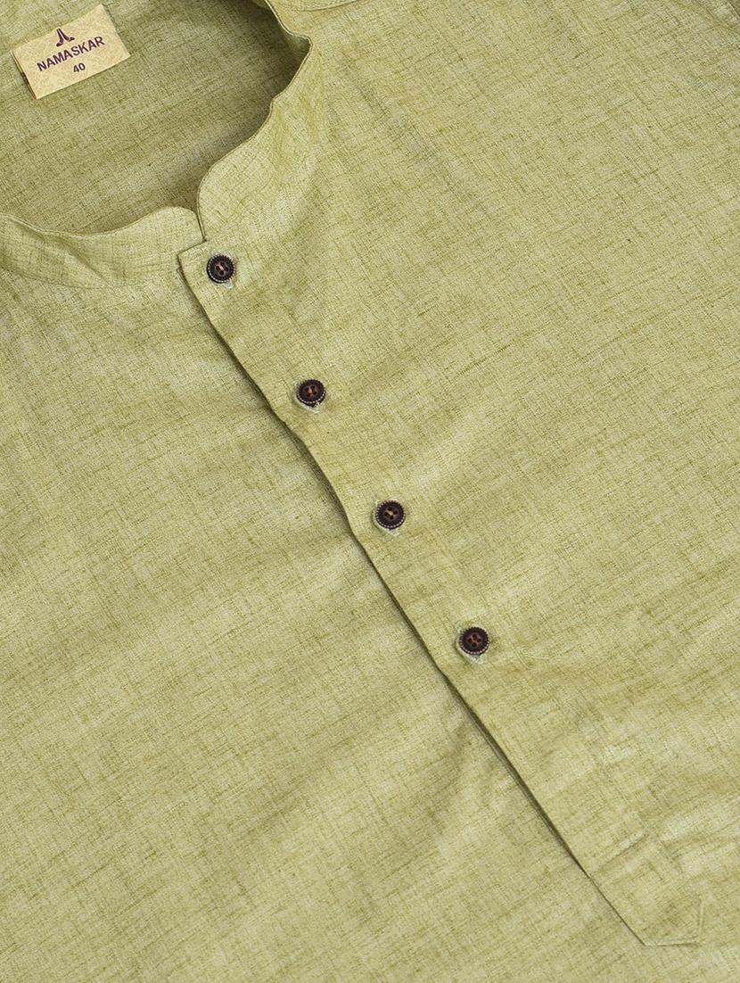 men mandarin neck solid kurta churidar set - 21728608 - Standard Image - 4