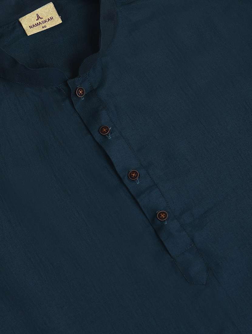 men mandarin neck solid kurta churidar set - 21728611 - Standard Image - 4