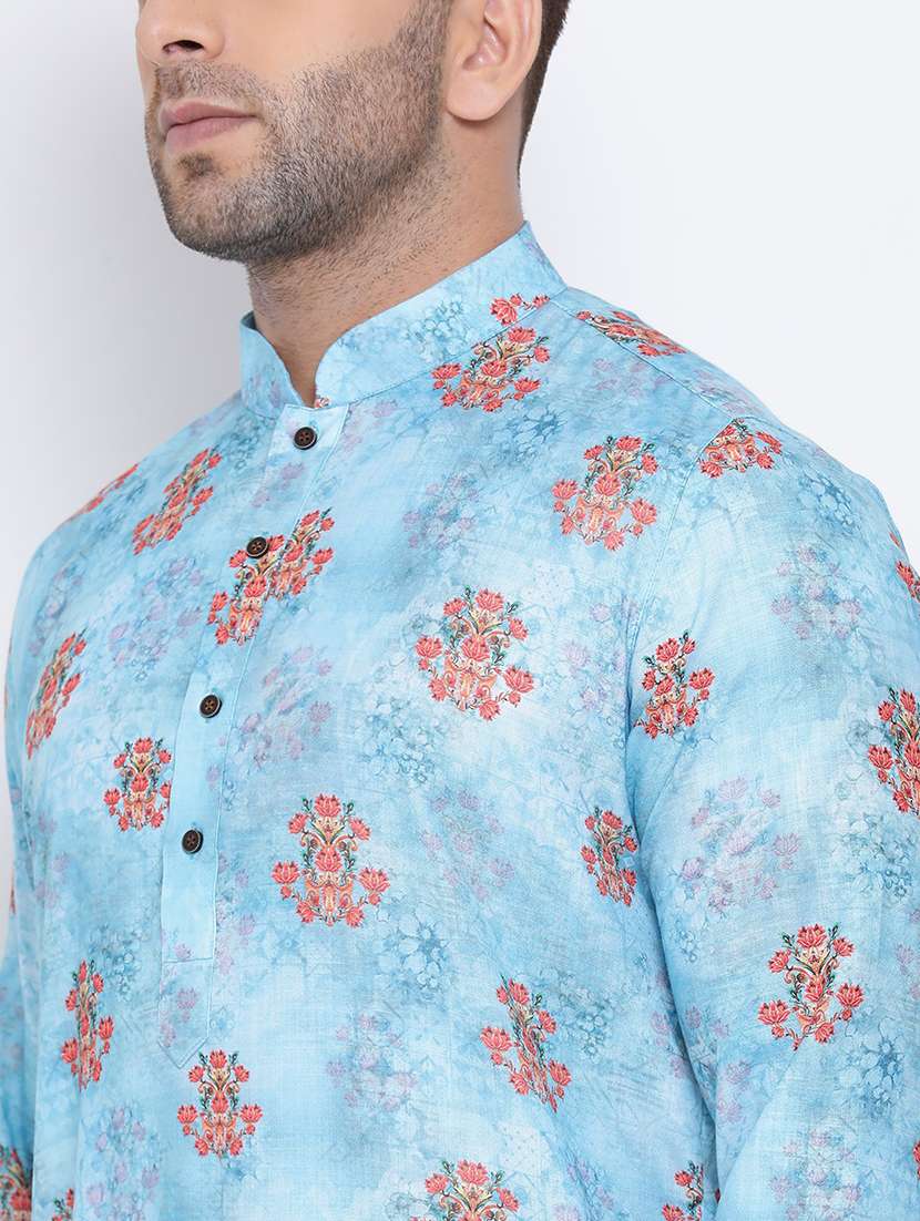 men printed kurta churidar ethnic wear set - 21728643 -  Standard Image - 4