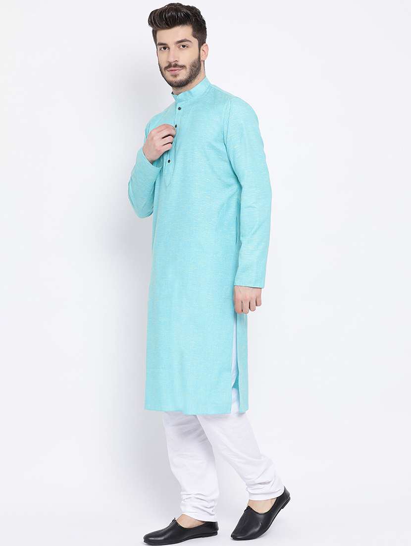 men mandarin neck solid kurta churidar set - 21728661 -  Standard Image - 1