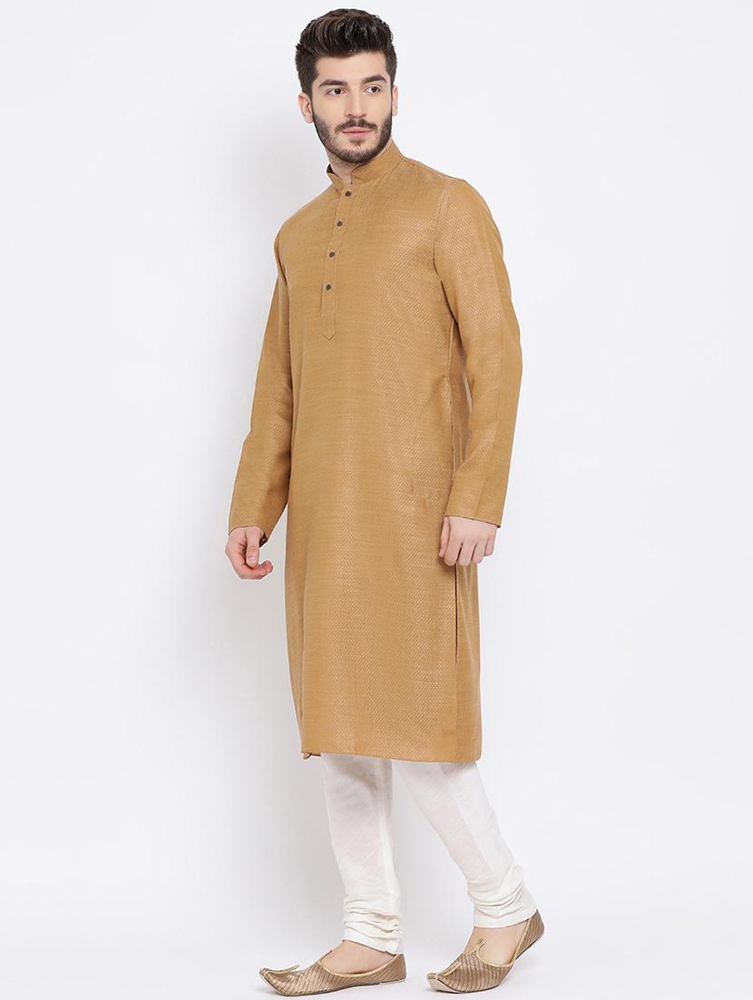 men mandarin neck self design kurta churidar set - 21728663 - Standard Image - 1