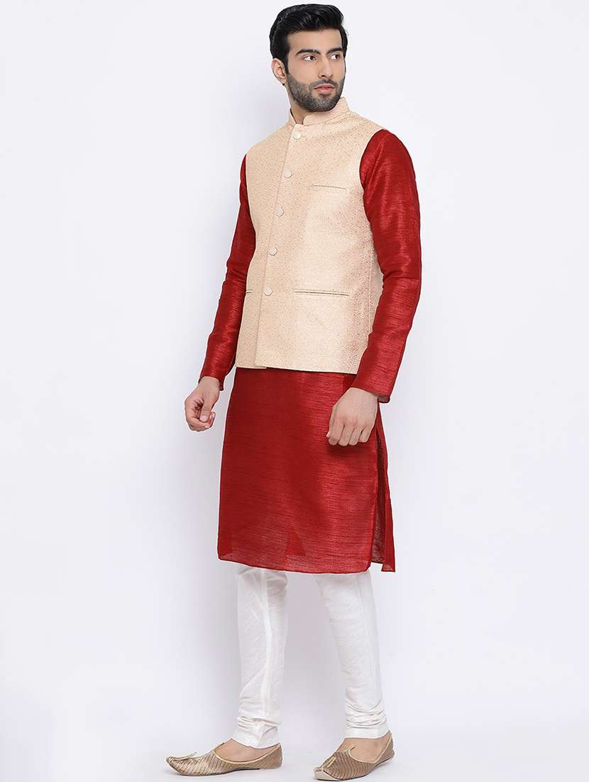 men self design kurta churidar with jacket - 21728698 - Standard Image - 1