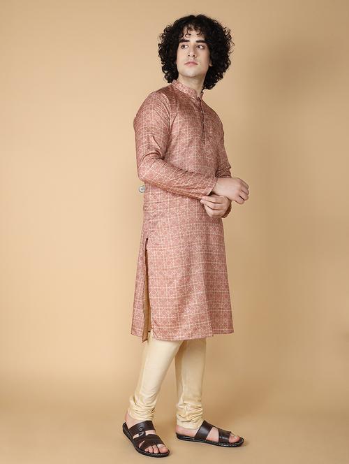 men printed mandarin neck long kurta - 21728819 -  Standard Image - 0