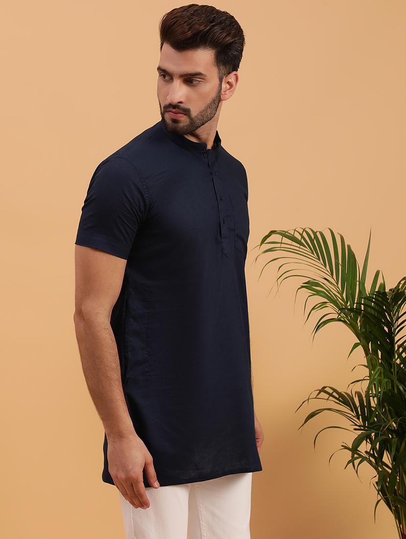 men mandarin neck long sleeve casual wear kurta - 21728845 - Standard Image - 1