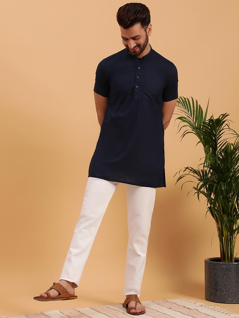 men mandarin neck long sleeve casual wear kurta - 21728845 - Standard Image - 4