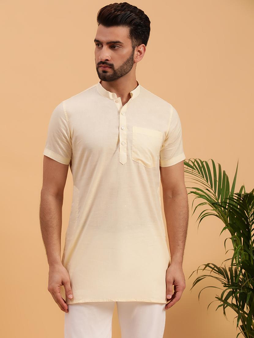 men solid mandarin neck short kurta - 21728847 - Zoom Image - 0