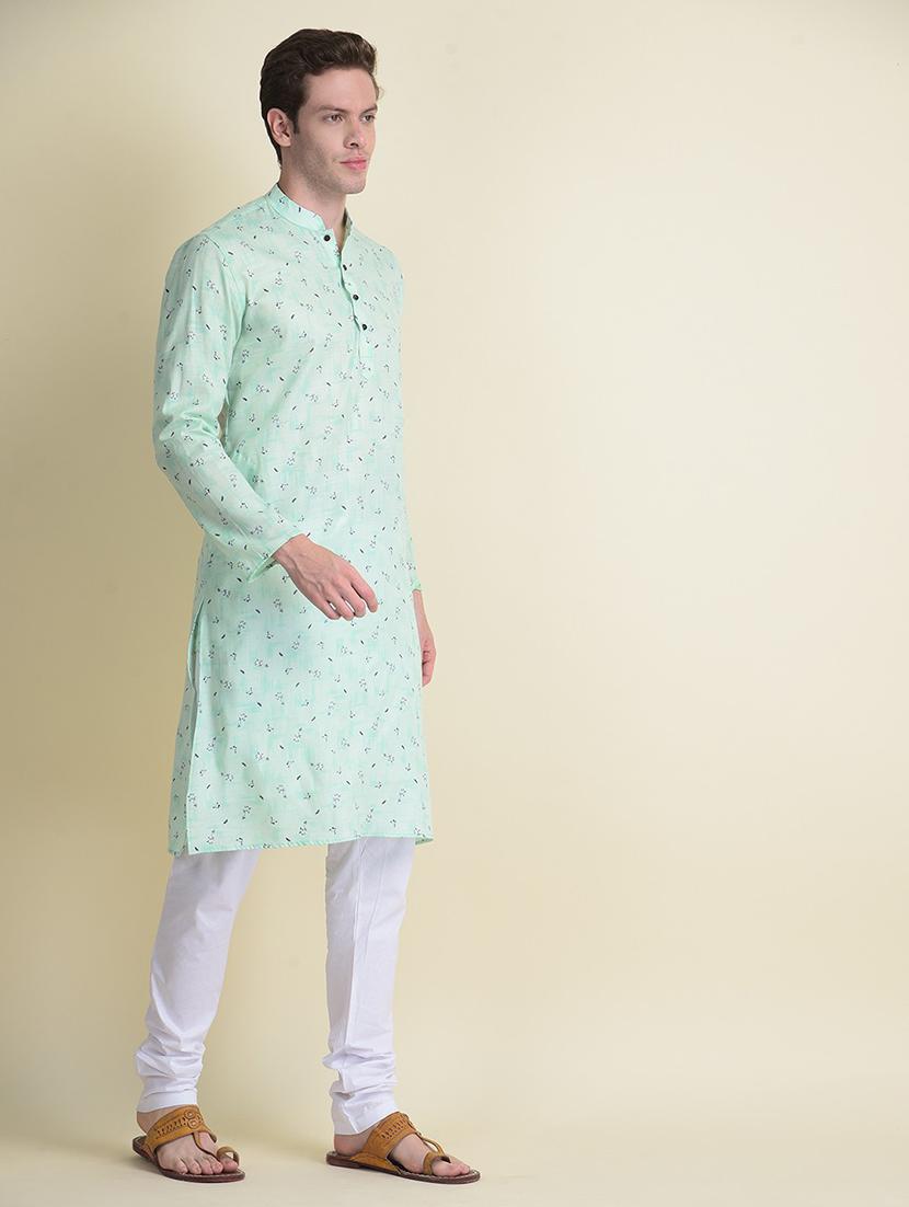 men printed mandarin neck long kurta - 21728861 -  Standard Image - 1