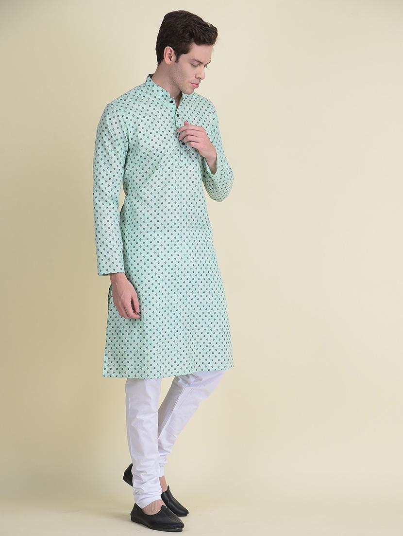 men printed mandarin neck long kurta - 21728863 - Standard Image - 1