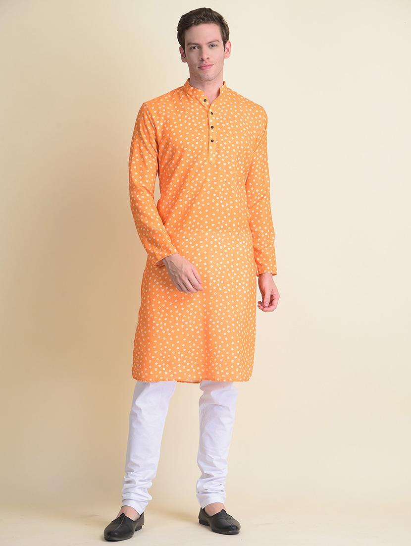 men printed mandarin neck long kurta - 21728870 - Zoom Image - 0