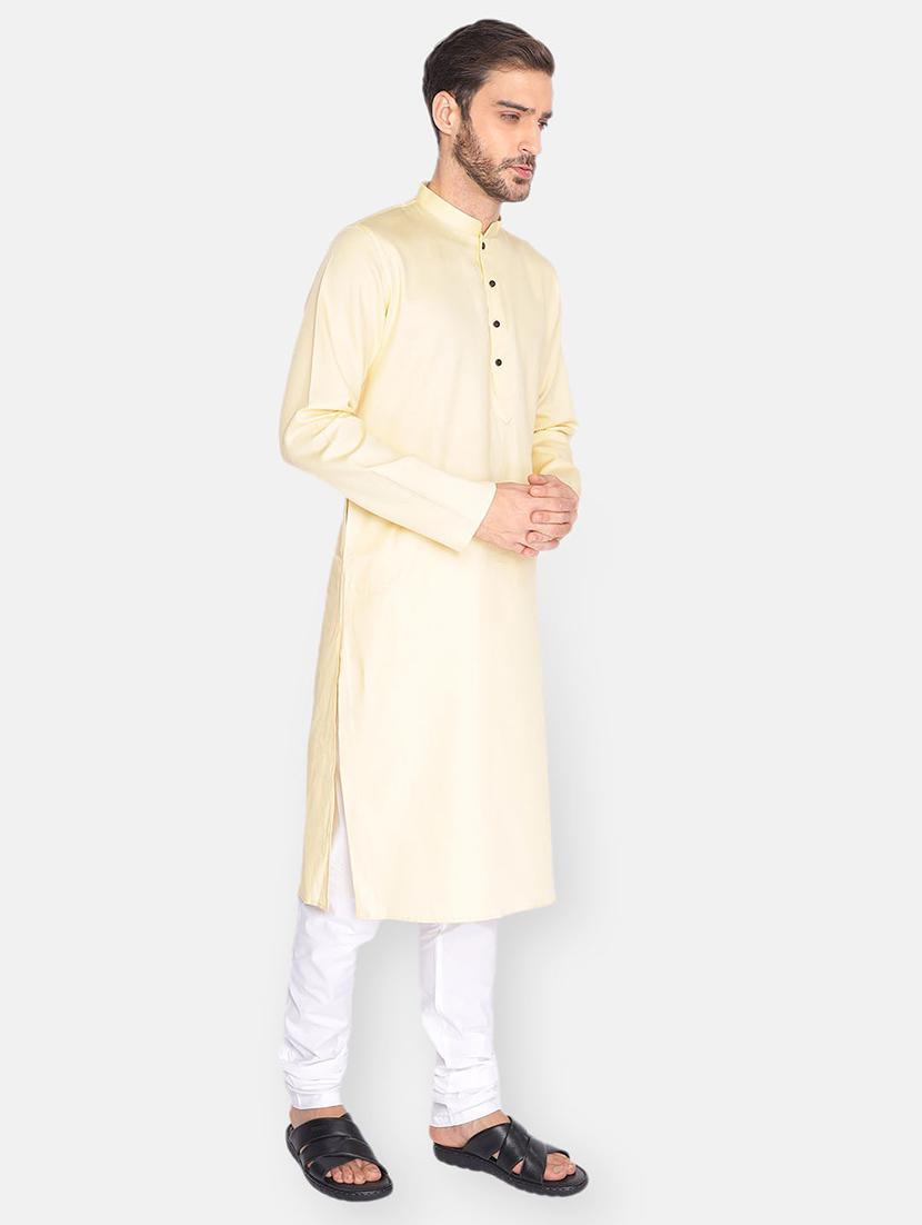 men mandarin neck solid long kurta - 21728889 - Standard Image - 1
