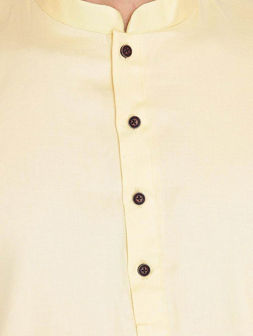 men mandarin neck solid long kurta - 21728889 - Standard Image - 4