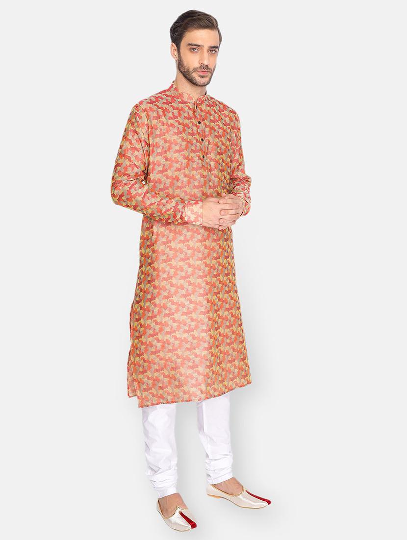 men printed mandarin neck long kurta - 21728891 - Standard Image - 1