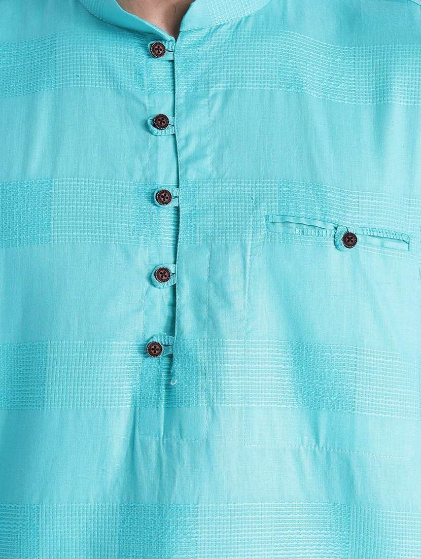 men self design mandarin neck long kurta - 21728895 - Standard Image - 4