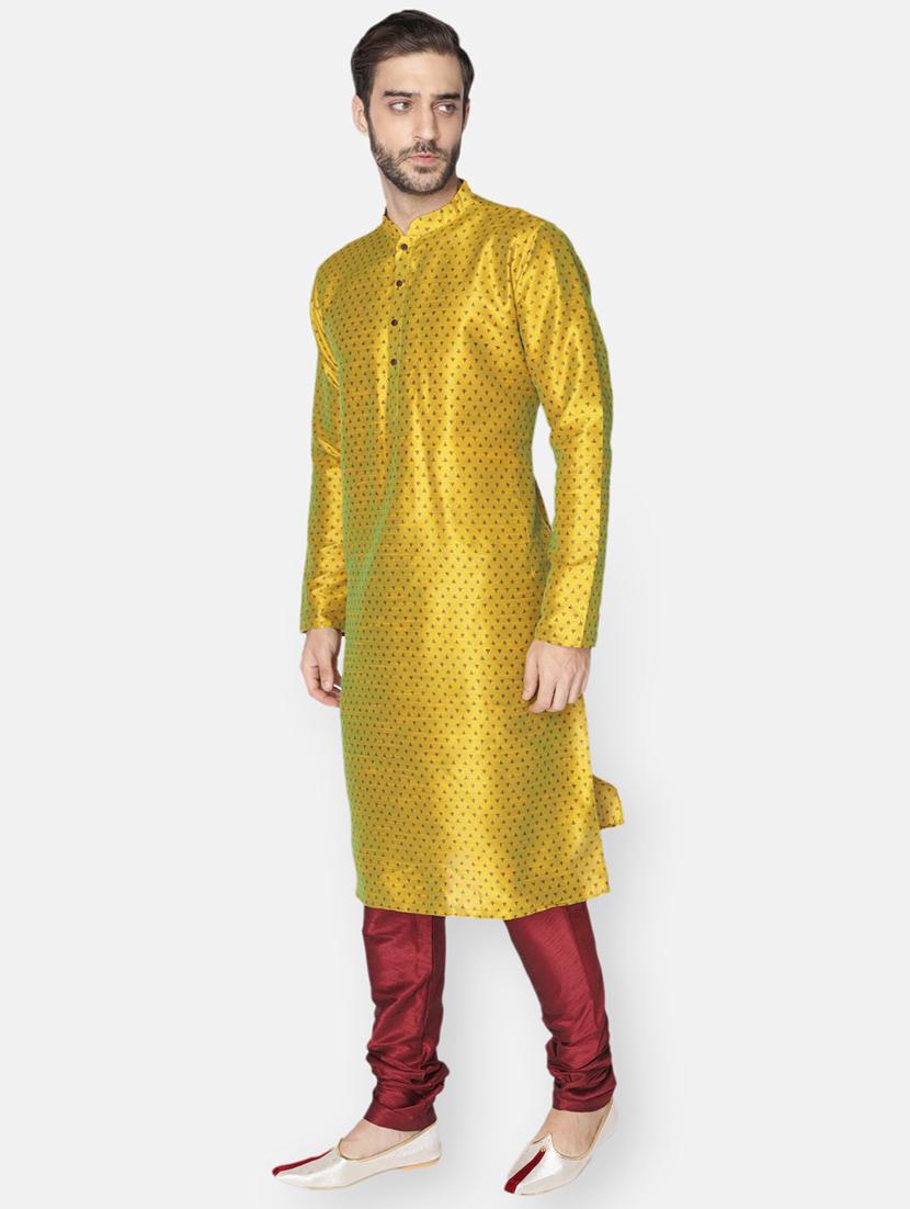 men printed mandarin neck long kurta - 21728898 - Standard Image - 1