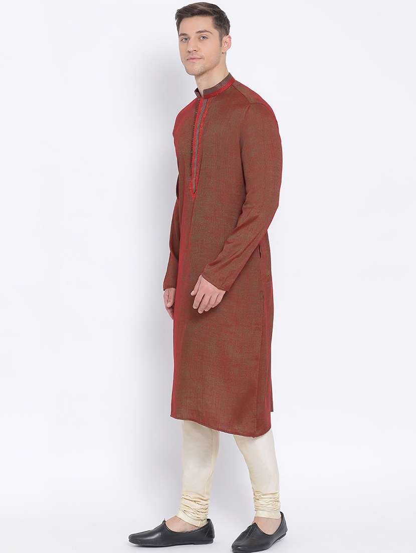 men self design mandarin neck kurta  - 21728900 -  Standard Image - 1
