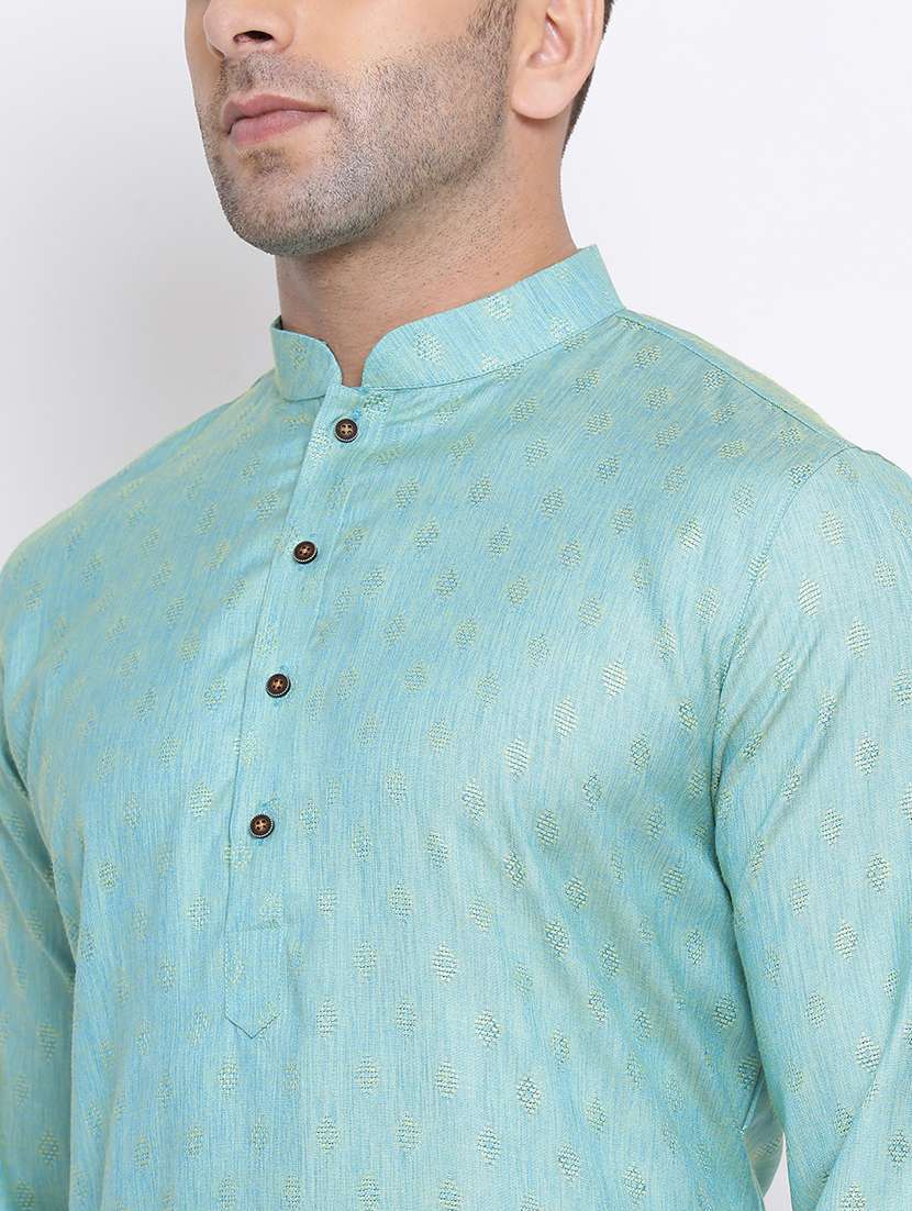 men self design mandarin neck kurta  - 21728902 -  Standard Image - 4