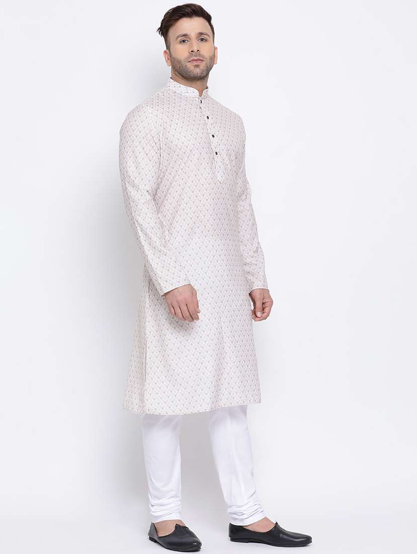 men printed mandarin neck long kurta - 21728906 -  Standard Image - 1