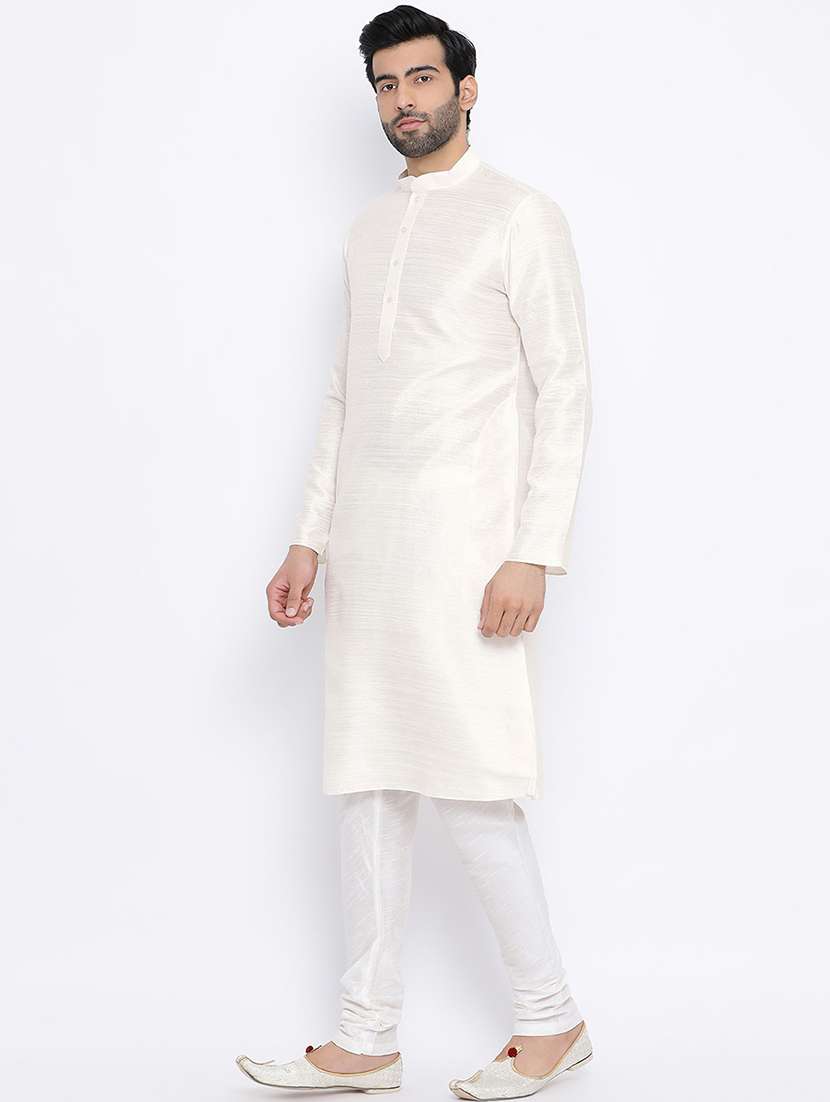 men solid mandarin neck long kurta - 21728962 - Standard Image - 1