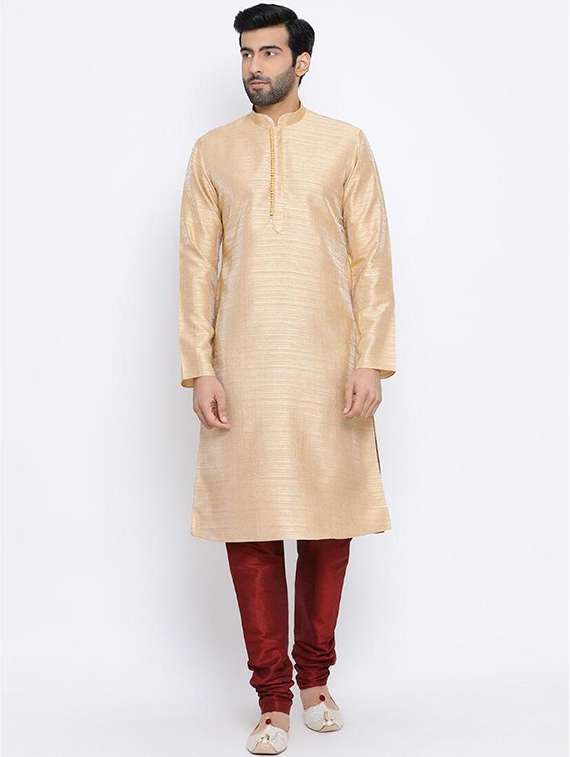 men solid mandarin neck long kurta 