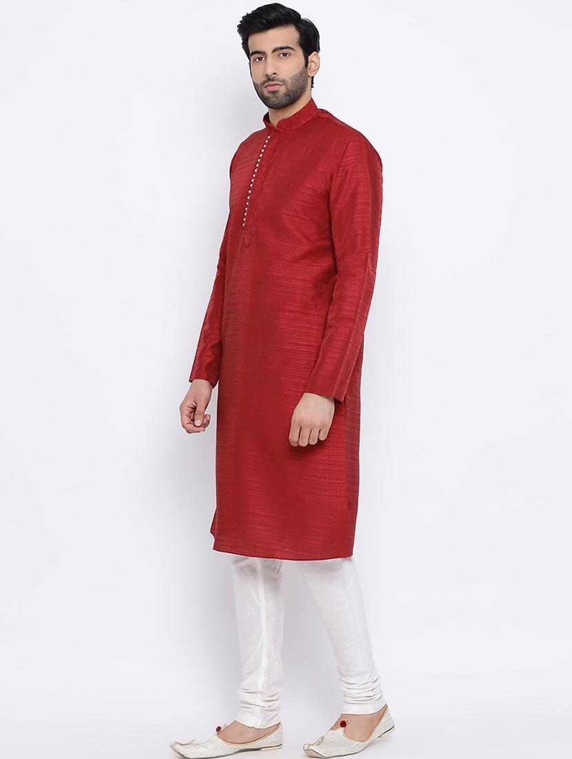 men solid mandarin neck long kurta - 21728967 - Standard Image - 1