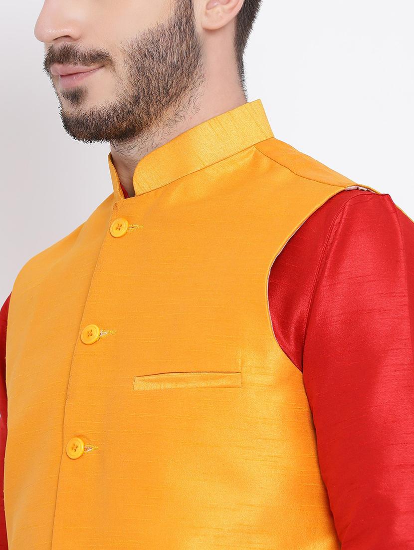 men self design sleeveless nehru jacket - 21729111 - Standard Image - 4