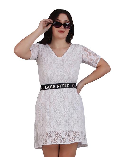 women laced short sleeves a-line dress - 21729127 - Standard Image - 0
