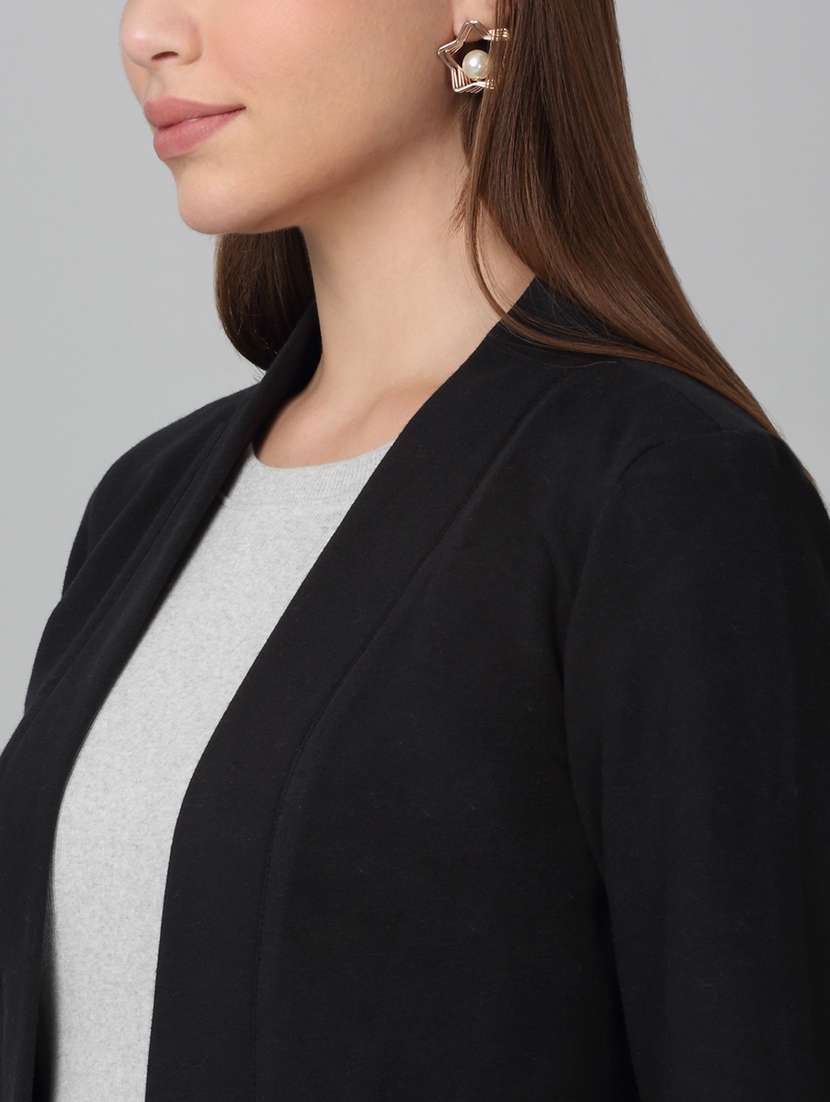 women solid long sleeve shrug - 21729130 -  Standard Image - 4