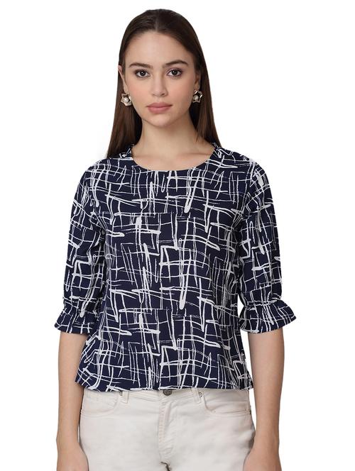 women printed round neck top - 21729163 - Standard Image - 0